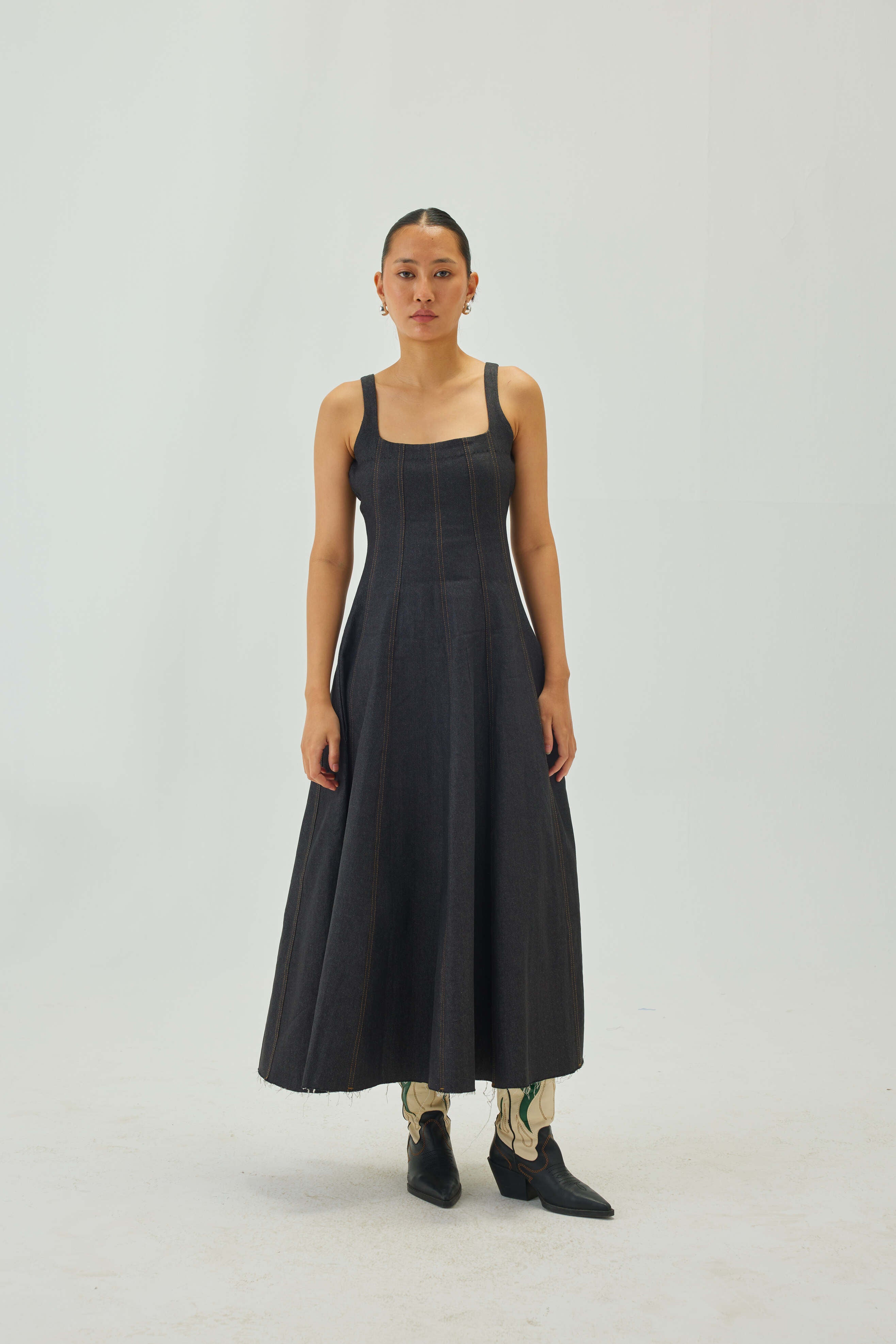 Denim Midi Dress Graphite