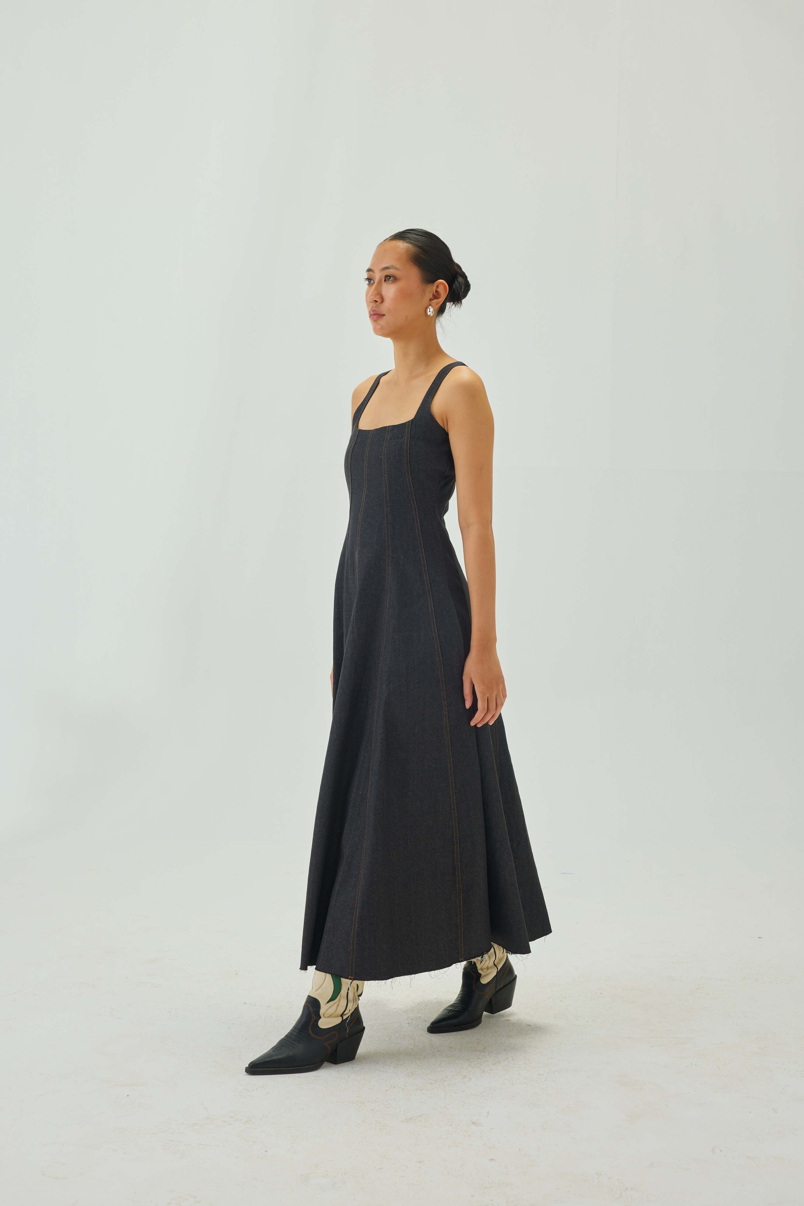 Denim Midi Dress | Graphite