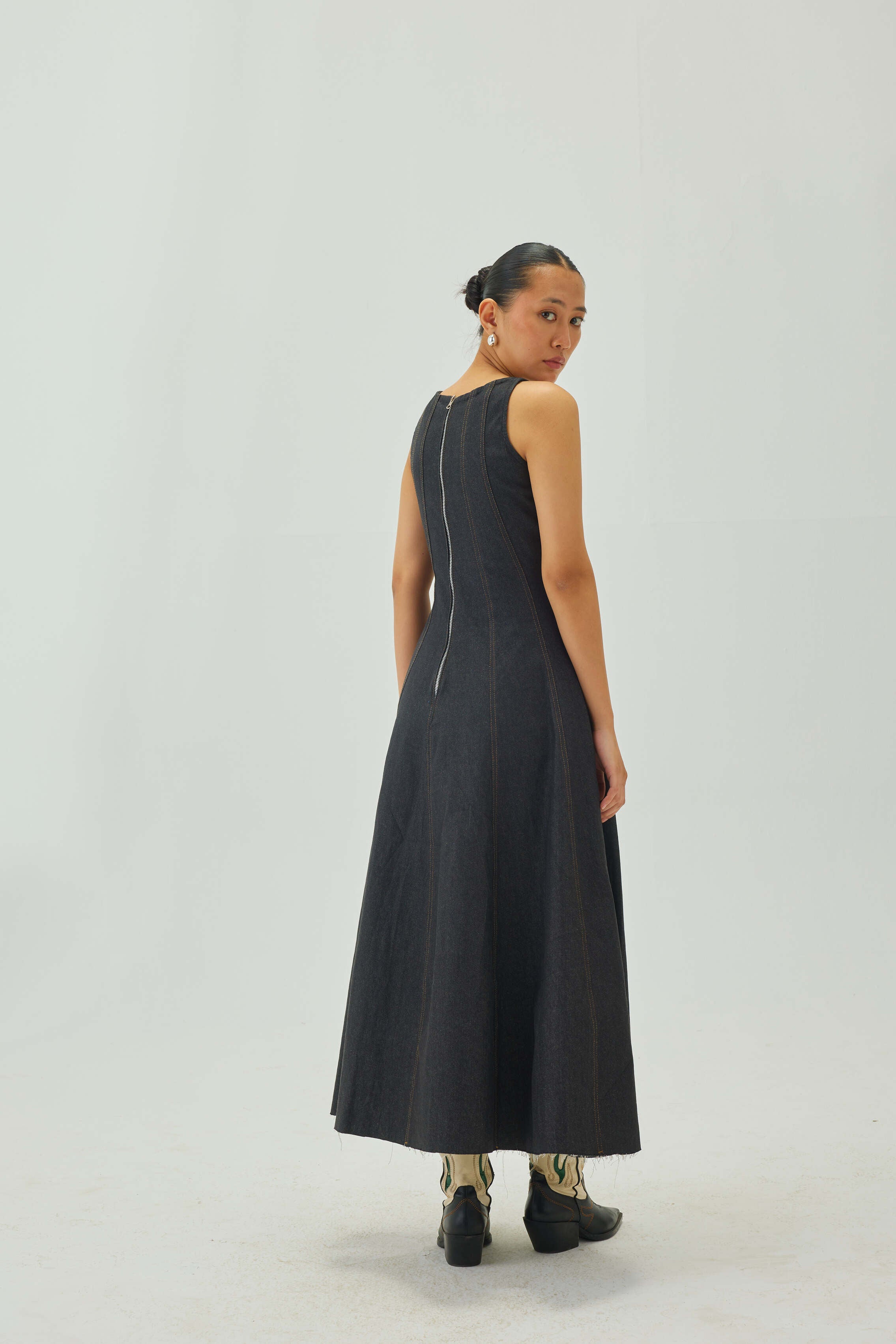 Denim Midi Dress | Graphite