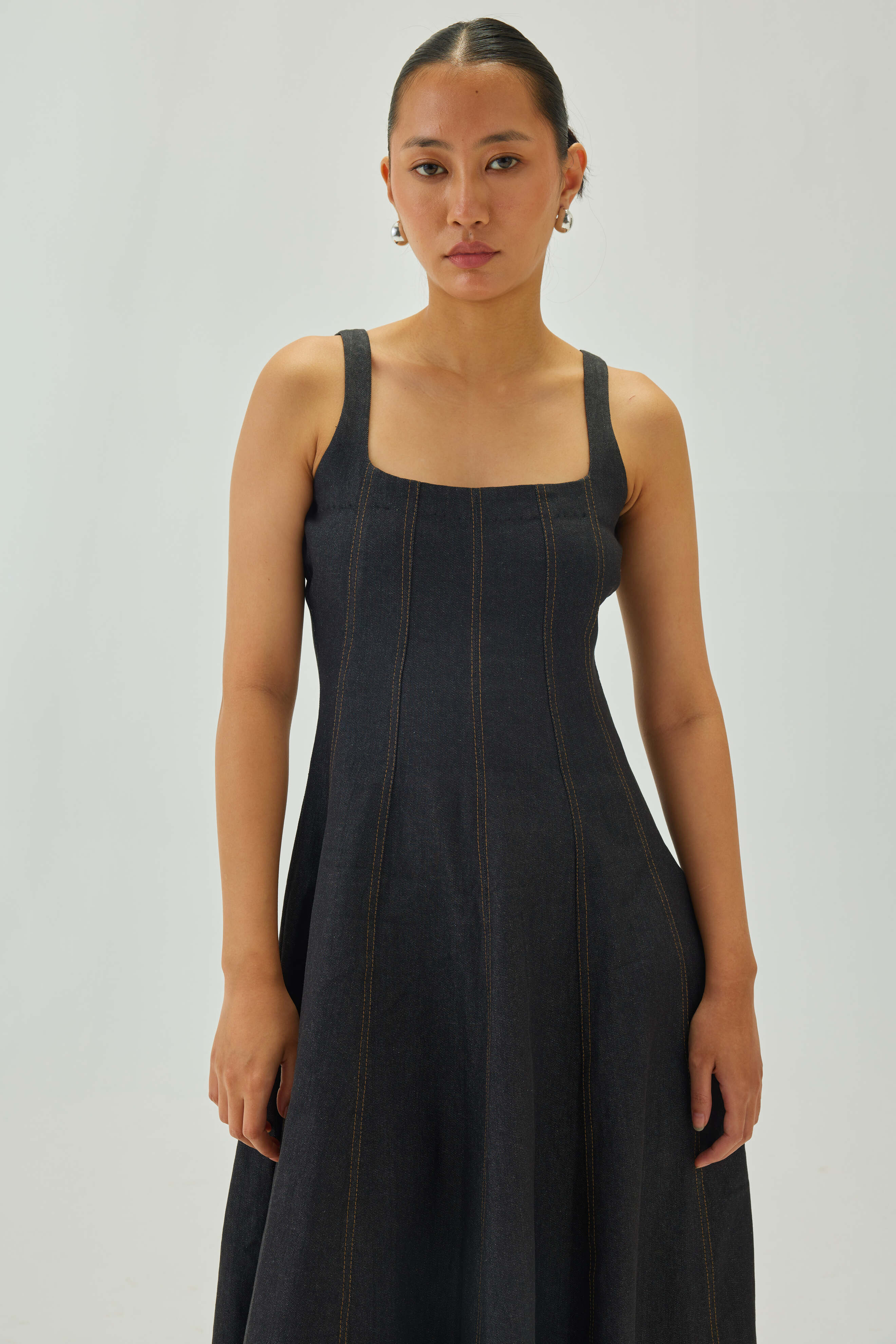Denim Midi Dress | Graphite