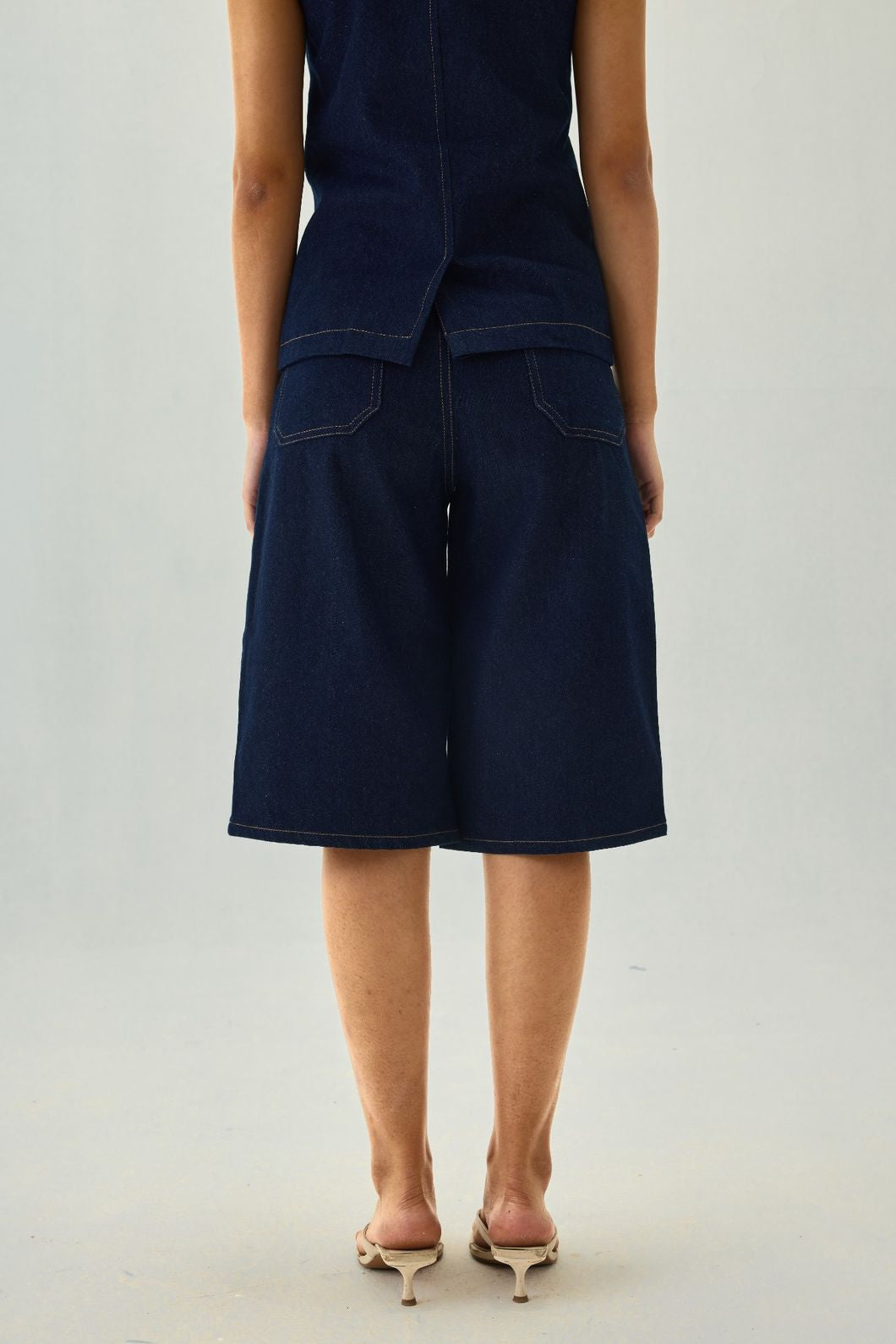 Denim Bermuda Straight Shorts | Blue
