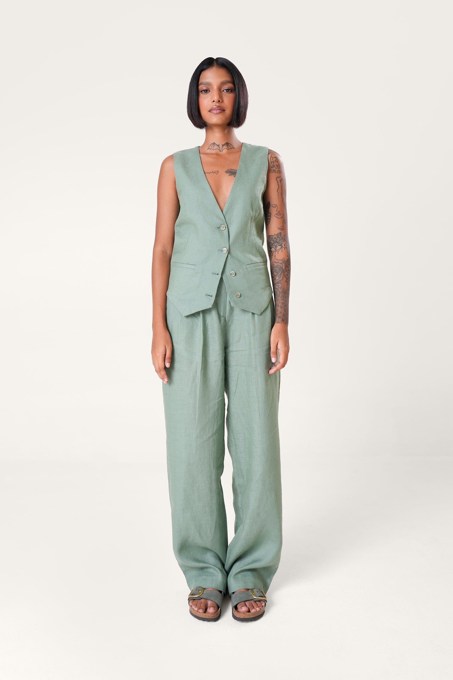 Live in your Linen Waistcoat | Green
