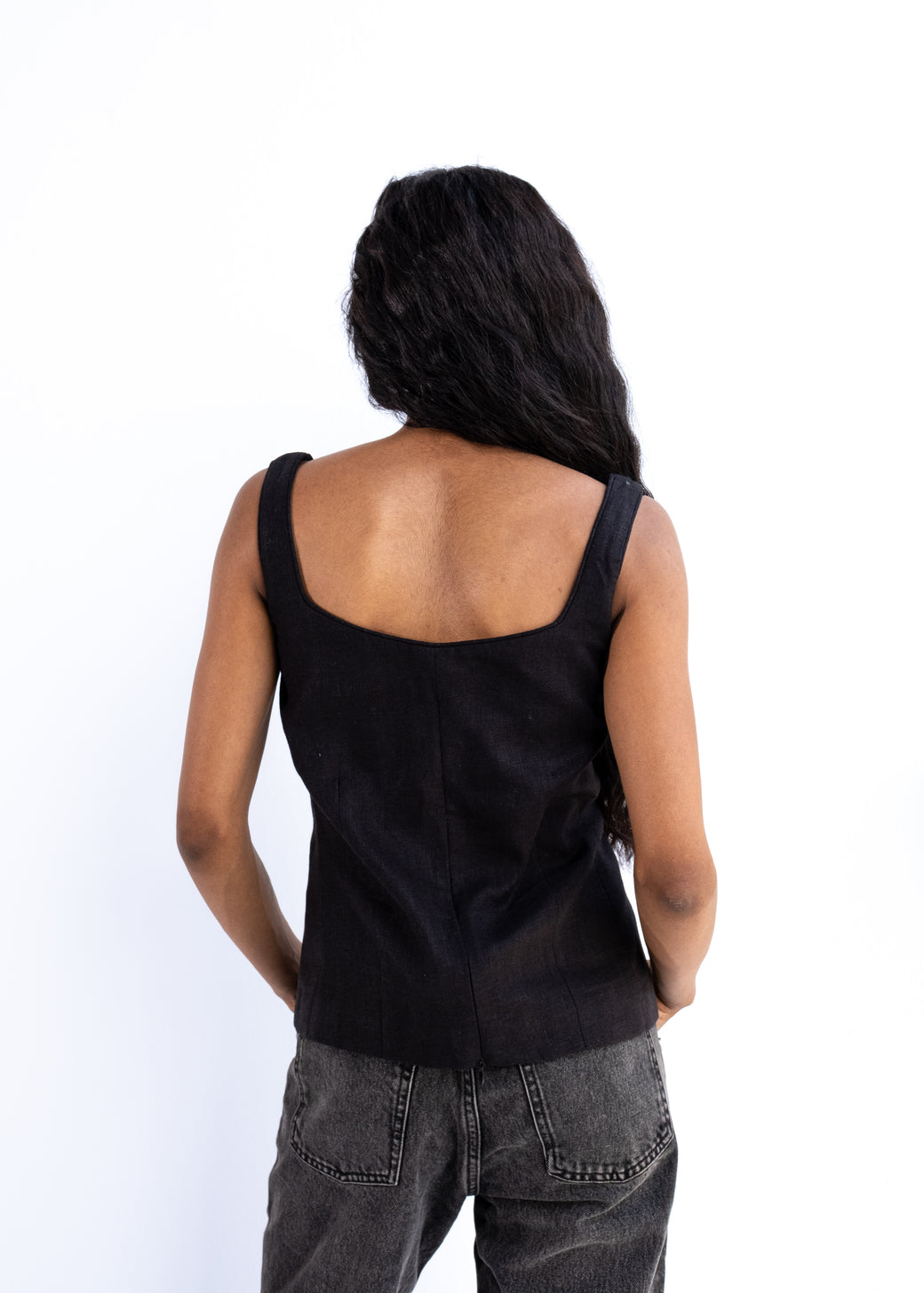 Linen adjustable ties top