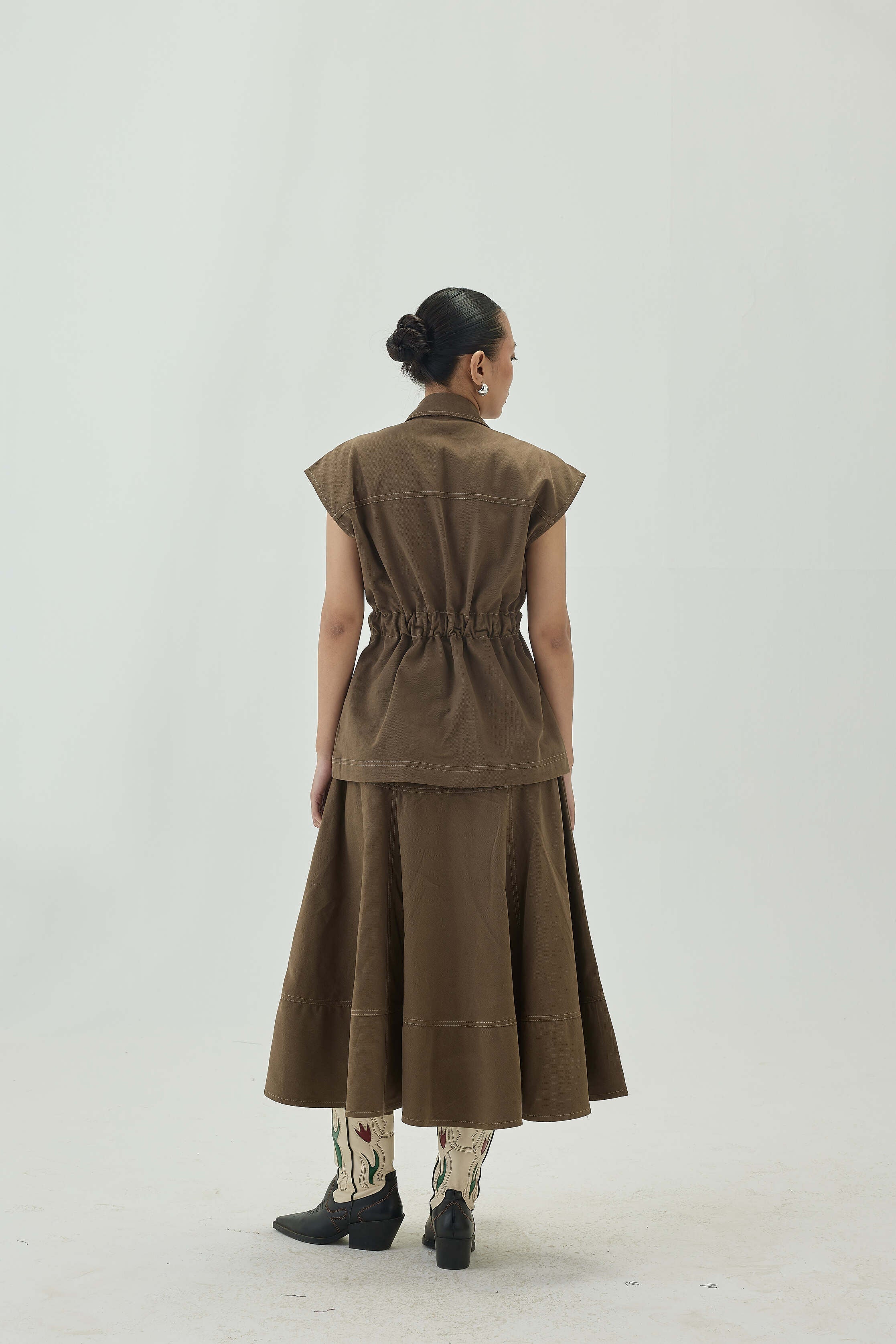 Midi Umbrella Skirt | Olive Green