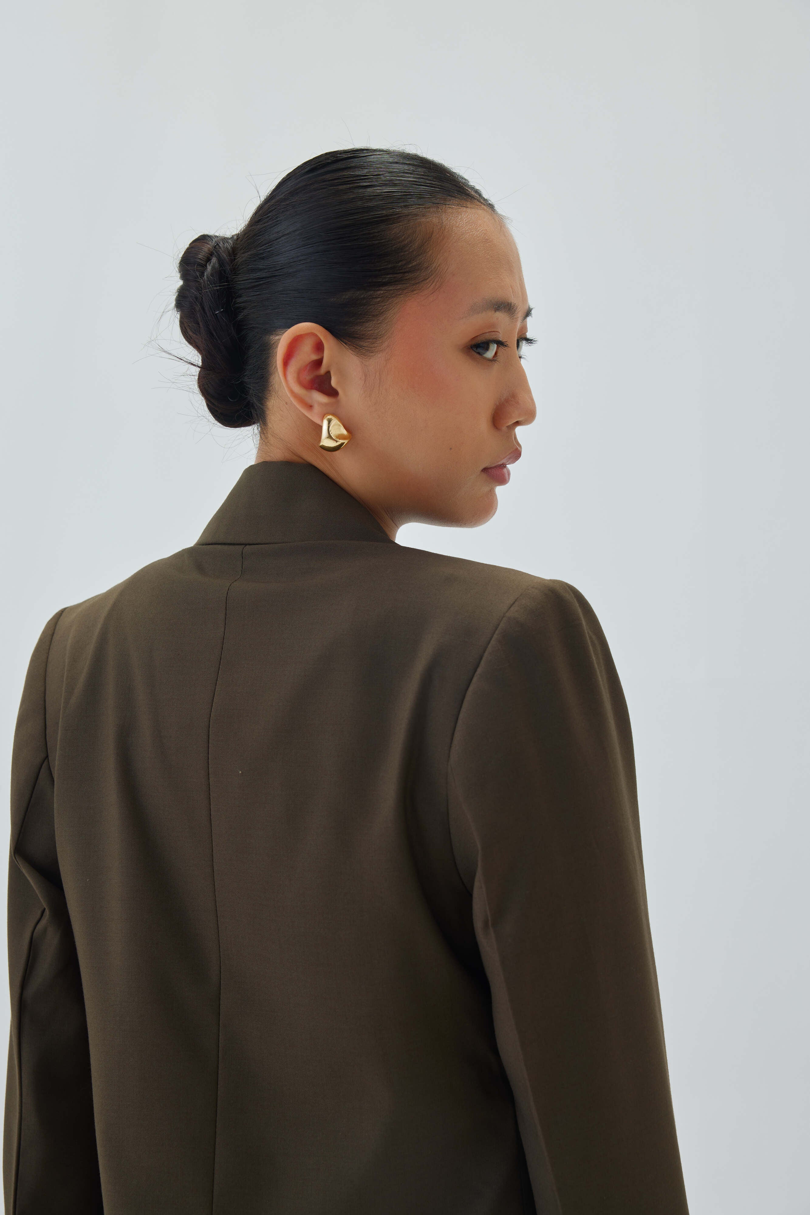 Tailored Four Button Blazer | Olive Green