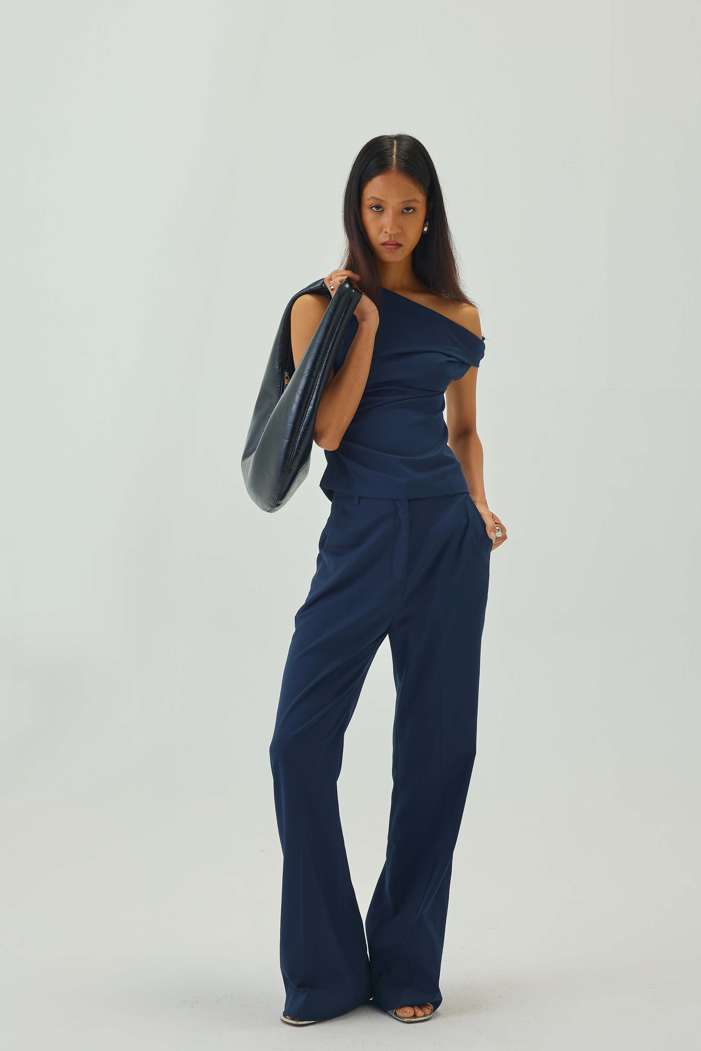 Tailored Asymmetric Twist Top | Blue