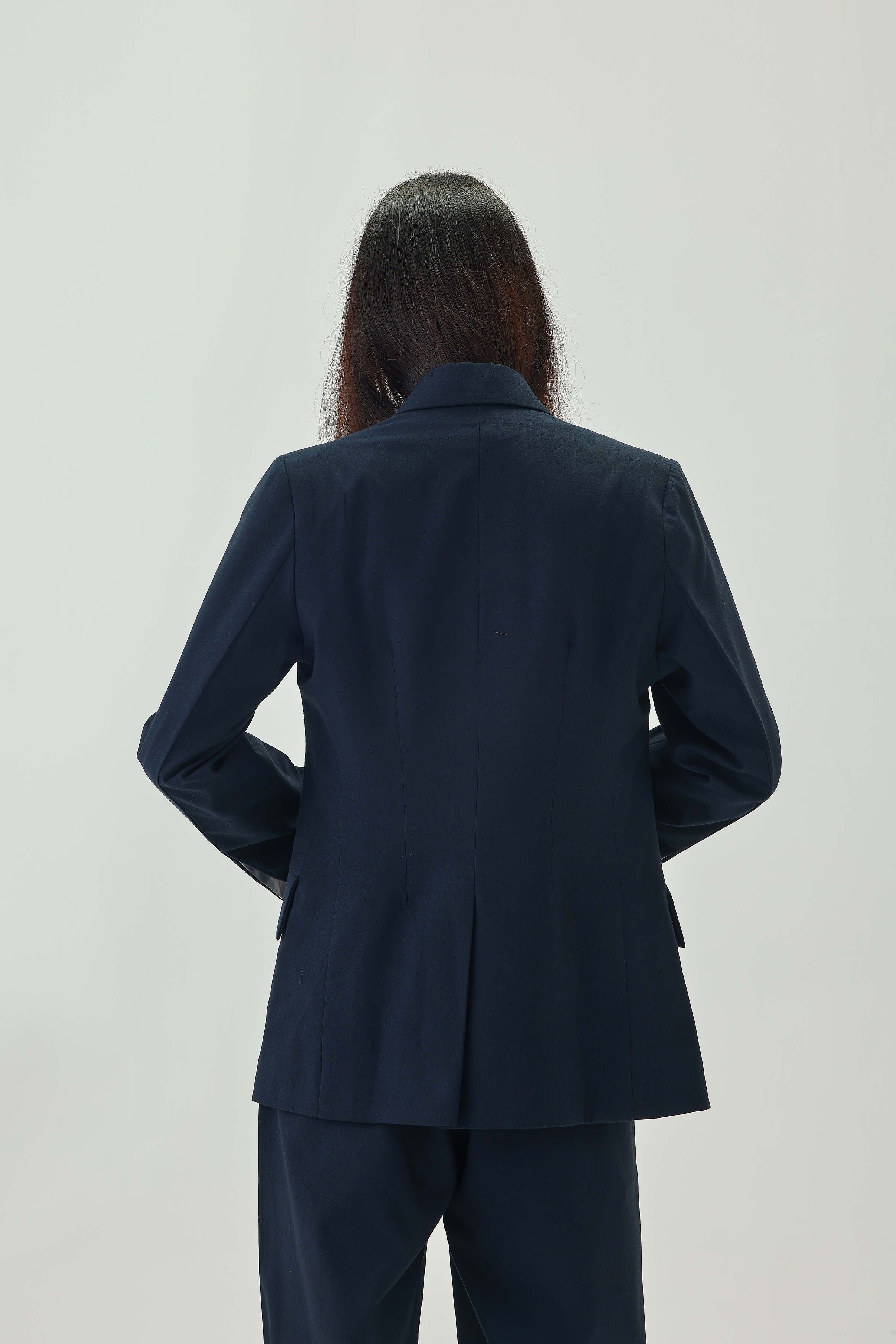 Double Lapelled Single Breasted Oversized Blazer | Navy Blue