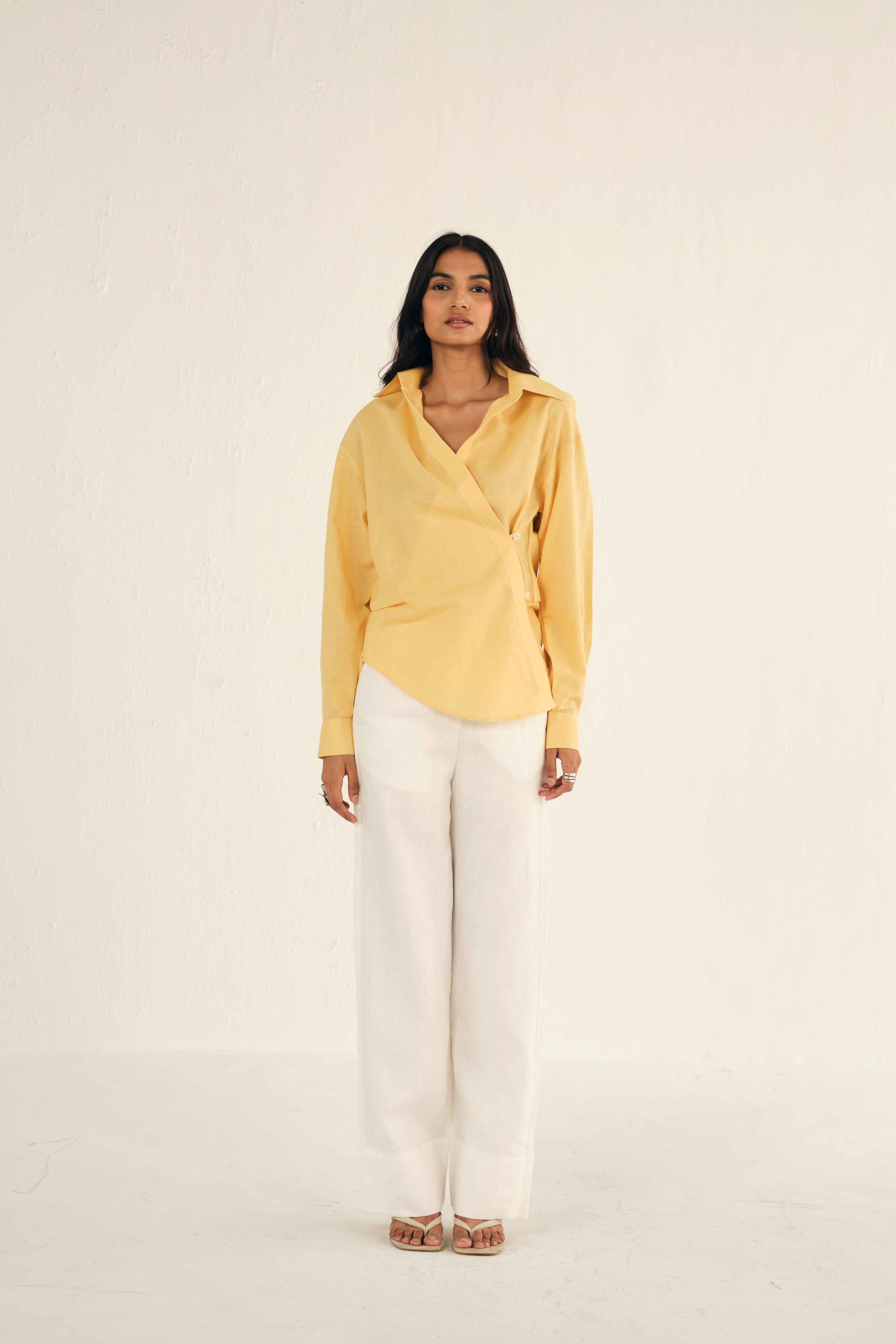 100% Linen Shirt | Yellow