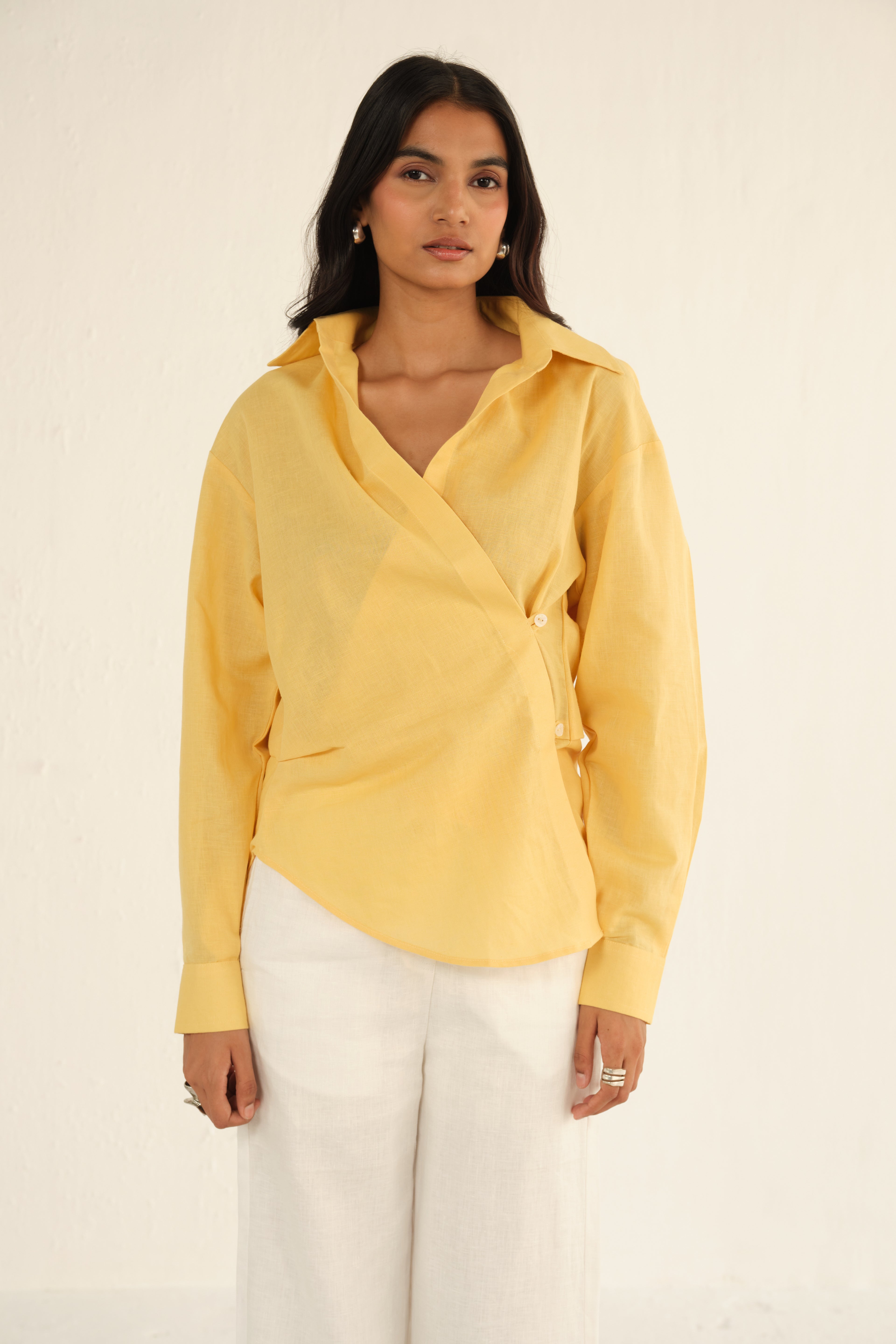 100% Linen Shirt | Yellow