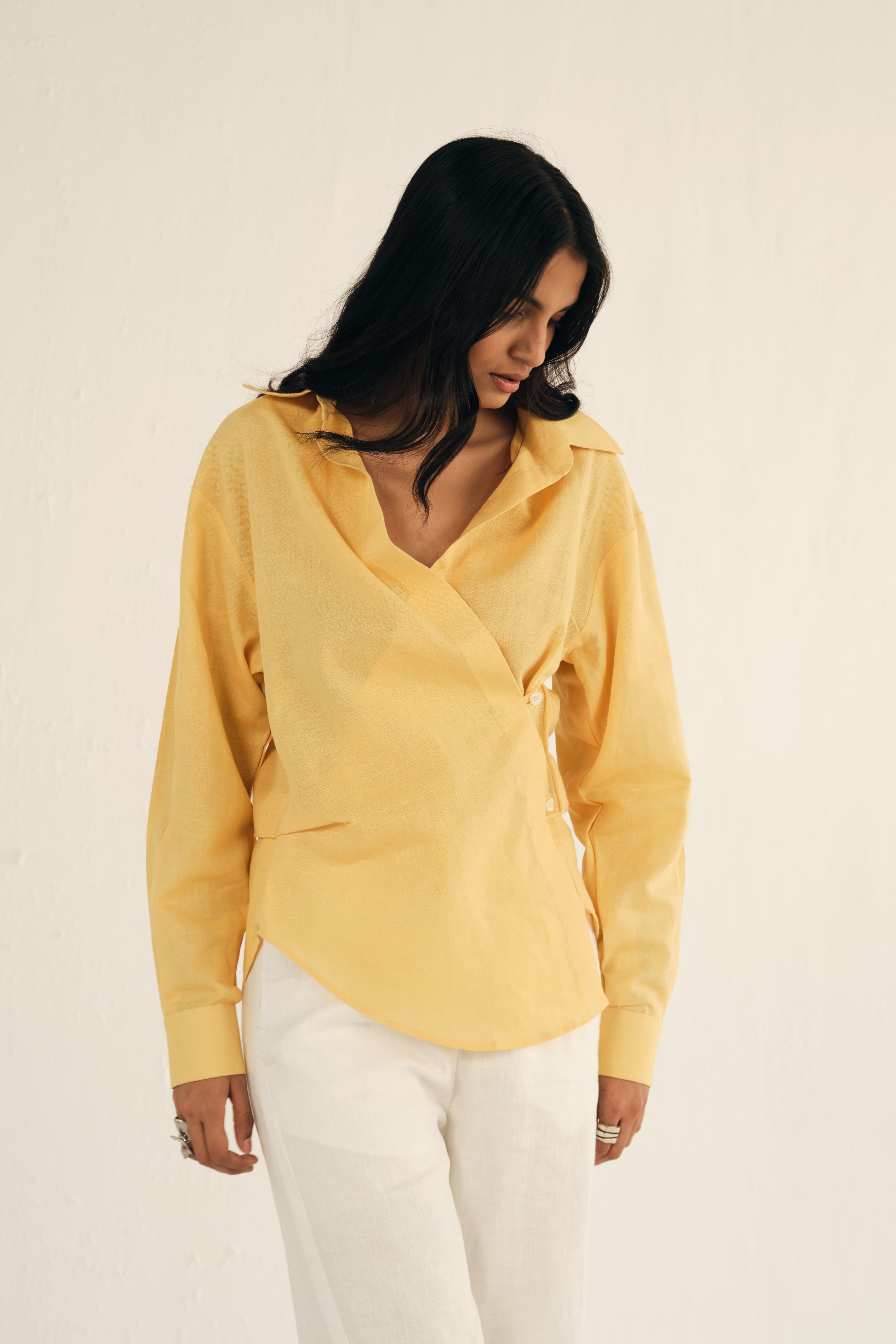 100% Linen Shirt | Yellow