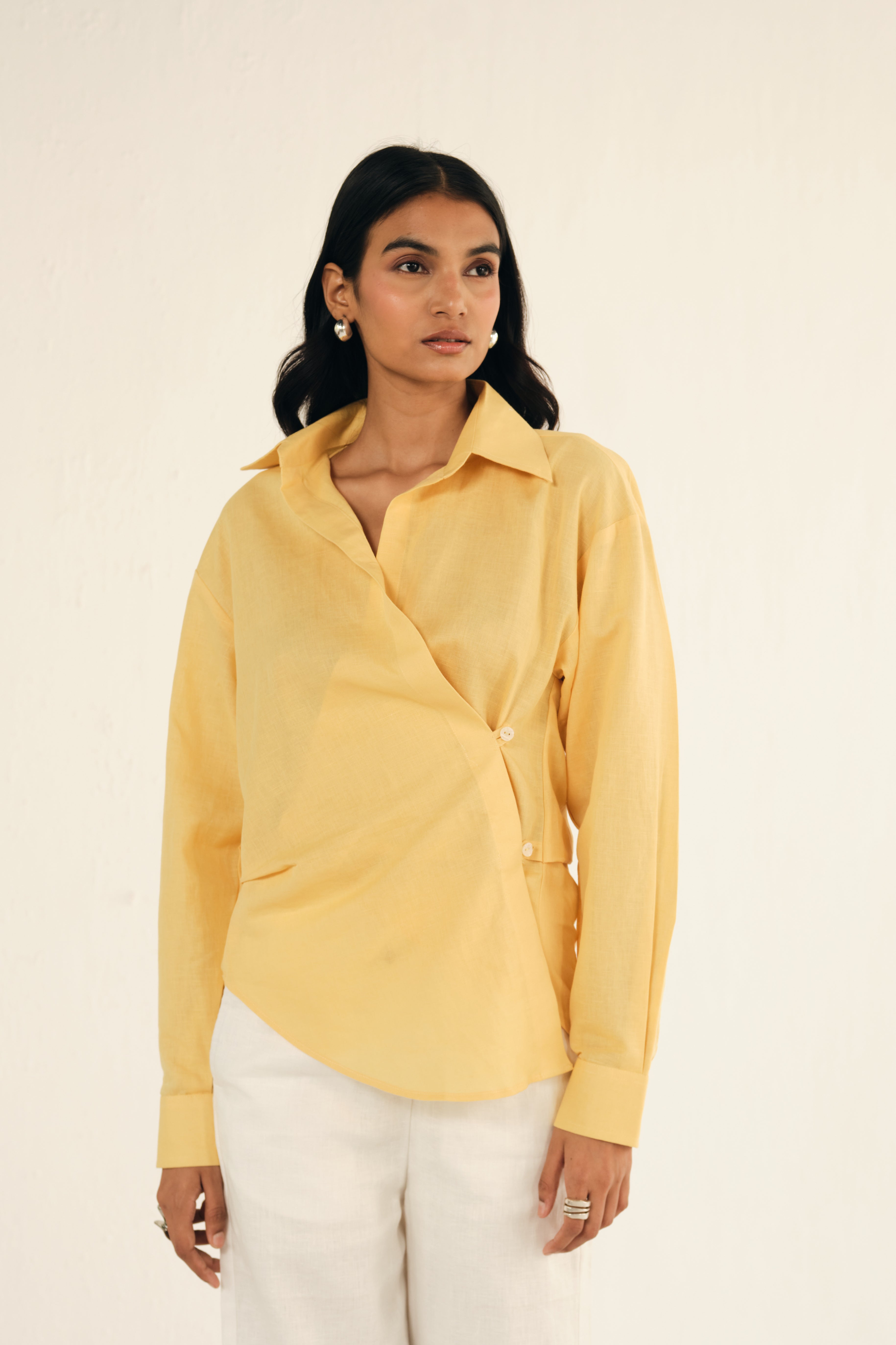 100% Linen Shirt | Yellow