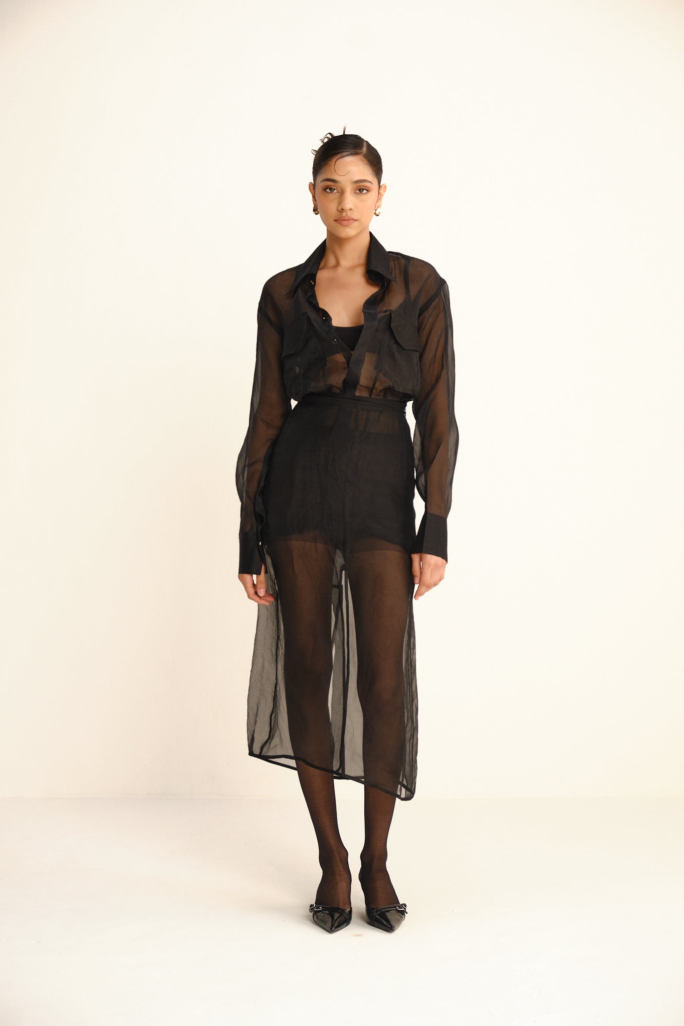 Sheer Organza Shirt | Black