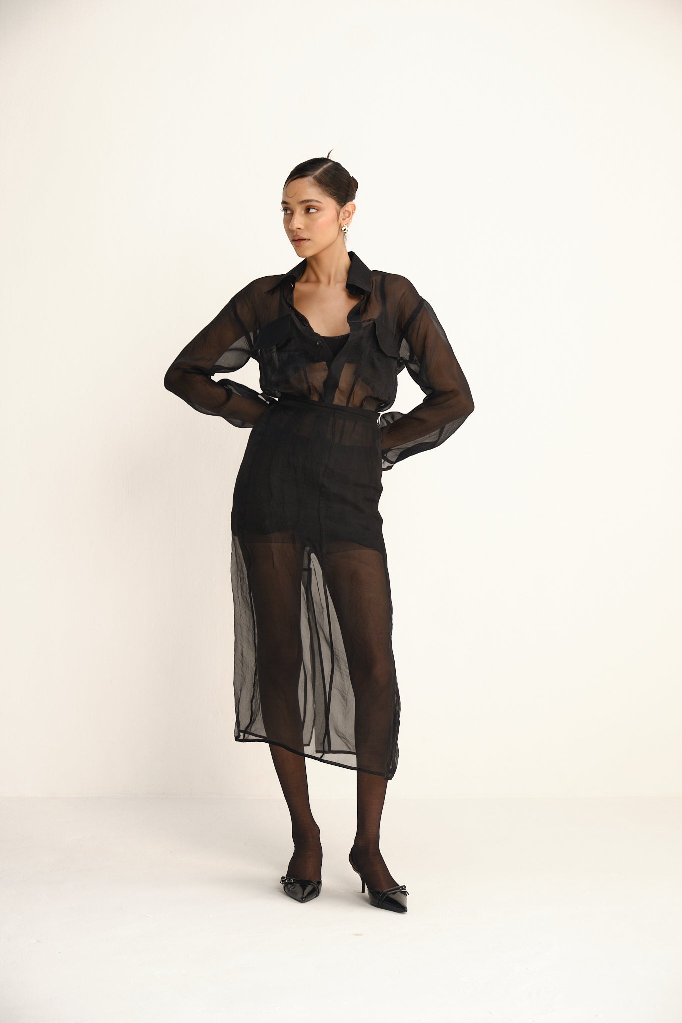 Sheer Organza Skirt | Black