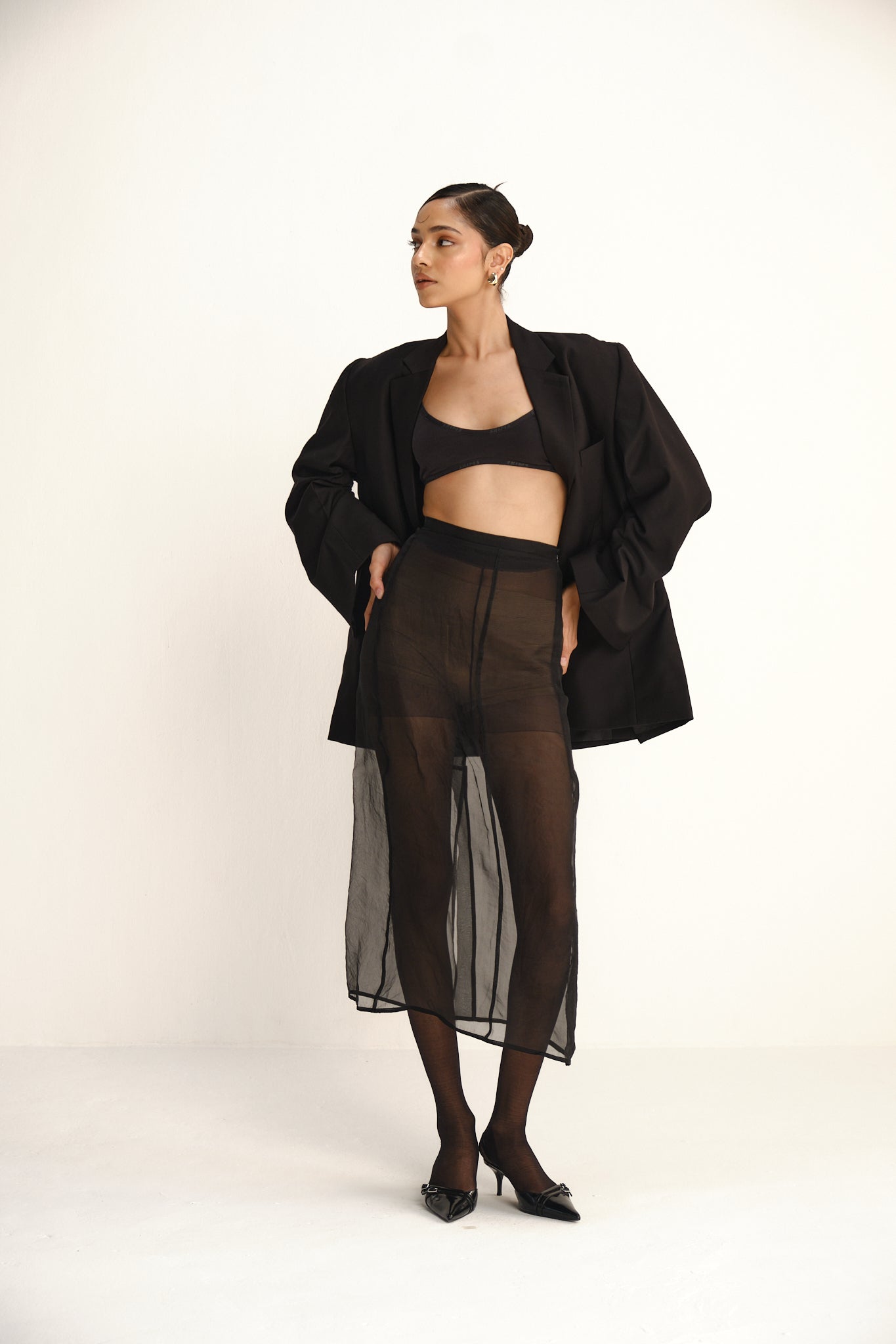 Sheer Organza Skirt | Black