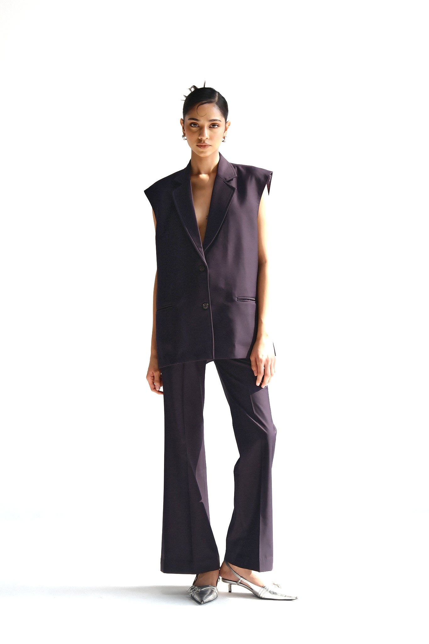 Mid Waist Blue Pants | Space Blue