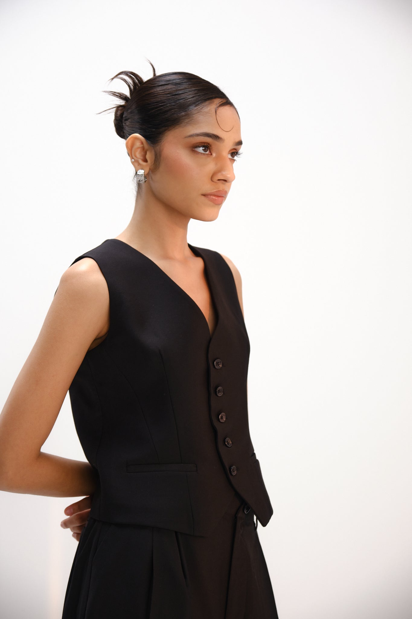 V Neck Waistcoat | Black