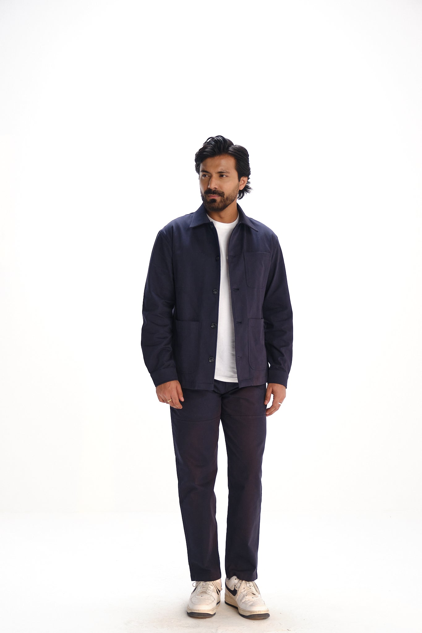 Blue Straight Pants | Twill