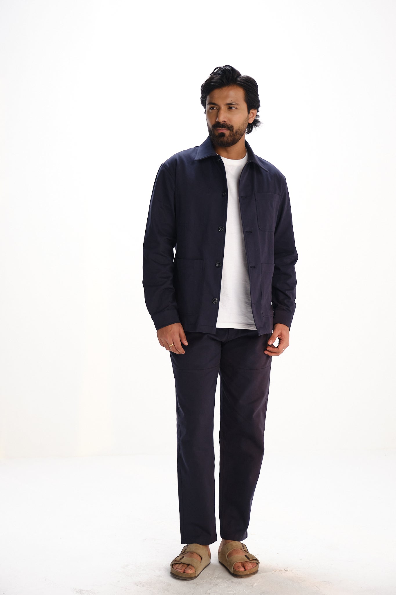 Blue Straight Pants | Twill