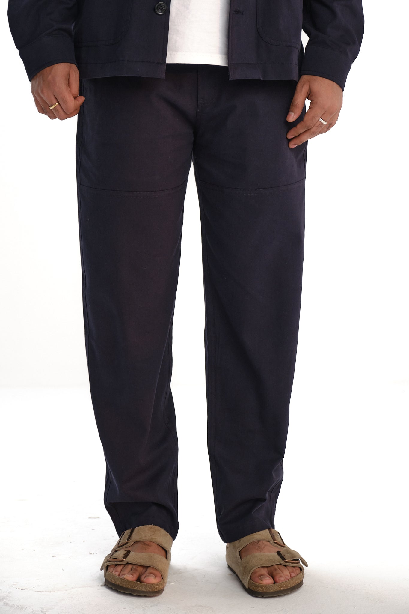 Blue Straight Pants | Twill