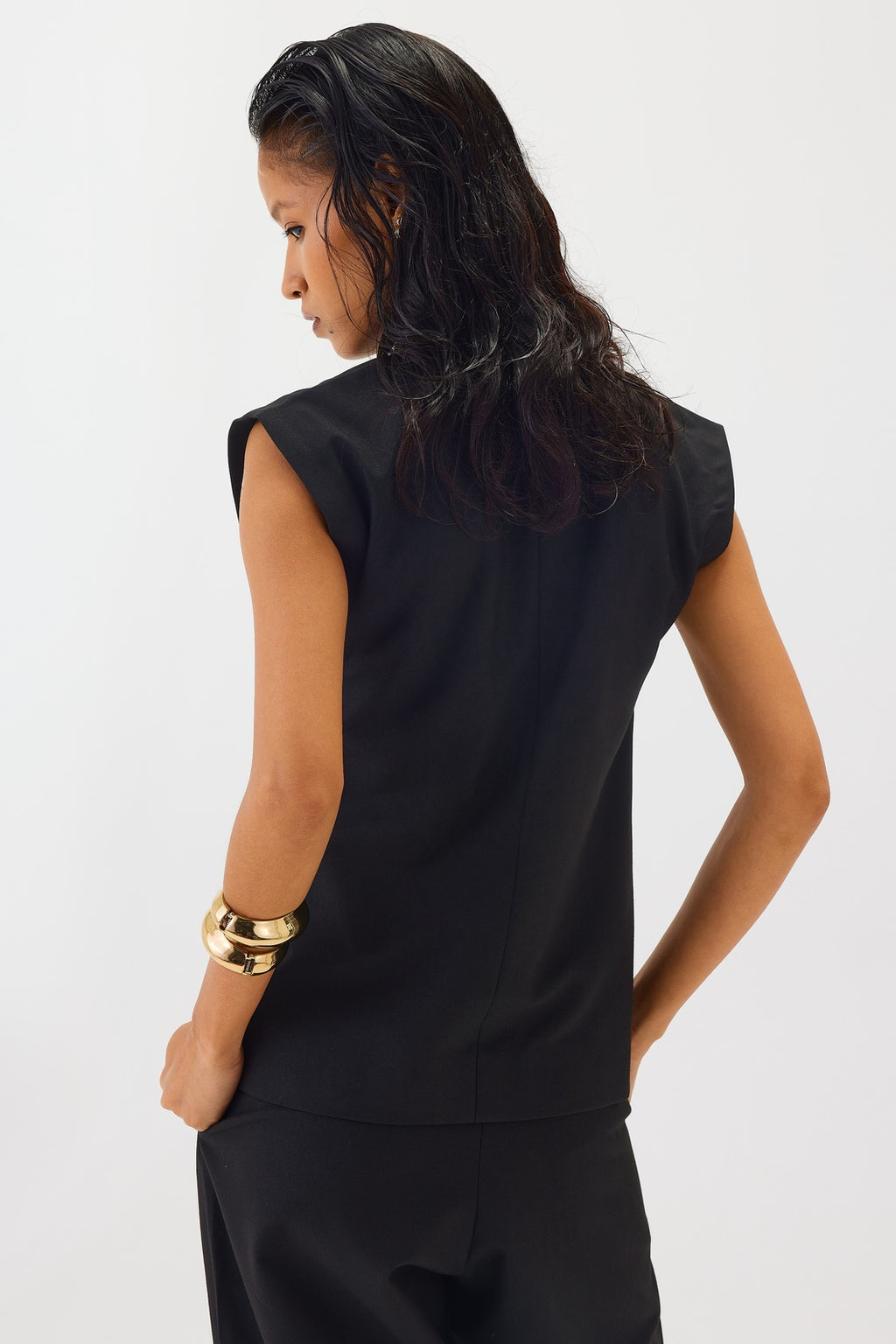 Cap Sleeve Waistcoat | Black