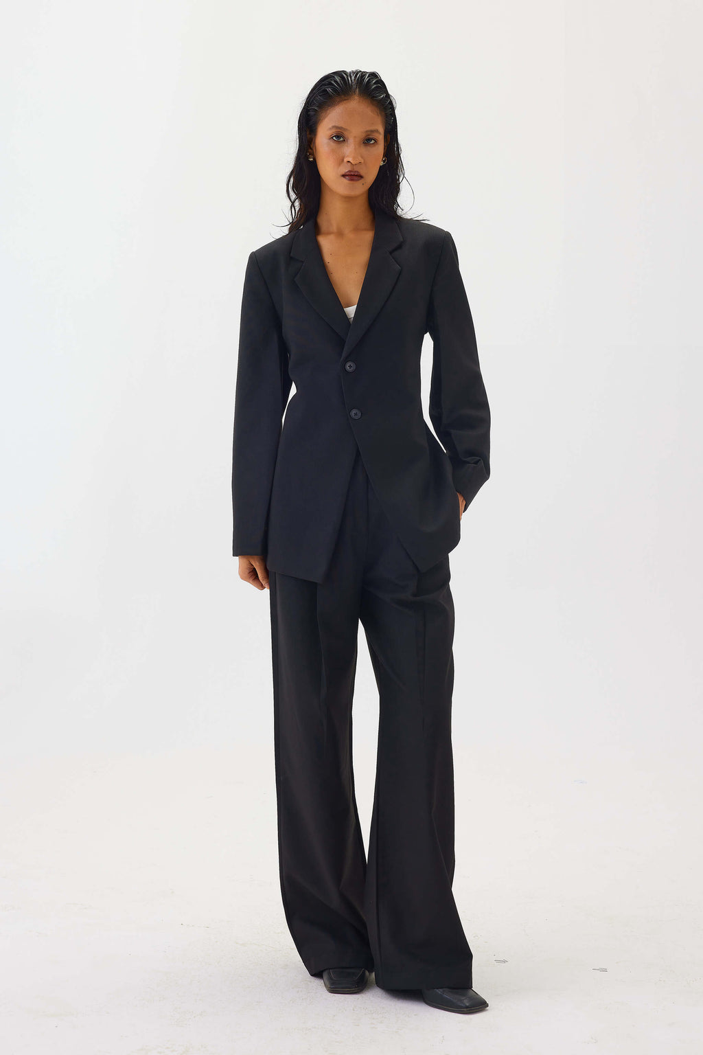 Tailored Blazer with Back Cinching Detail | Black