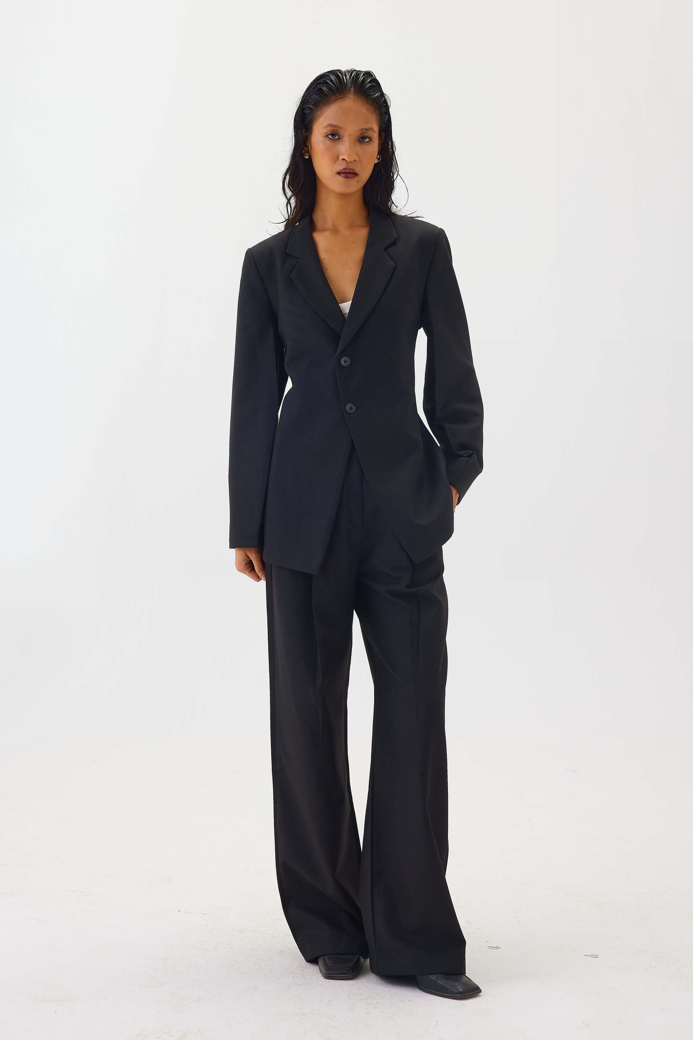 Tailored Blazer with Back Cinching Detail | Black