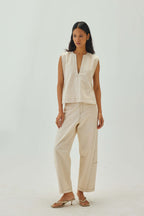 Barrel Pants with top stitch detail | Off White