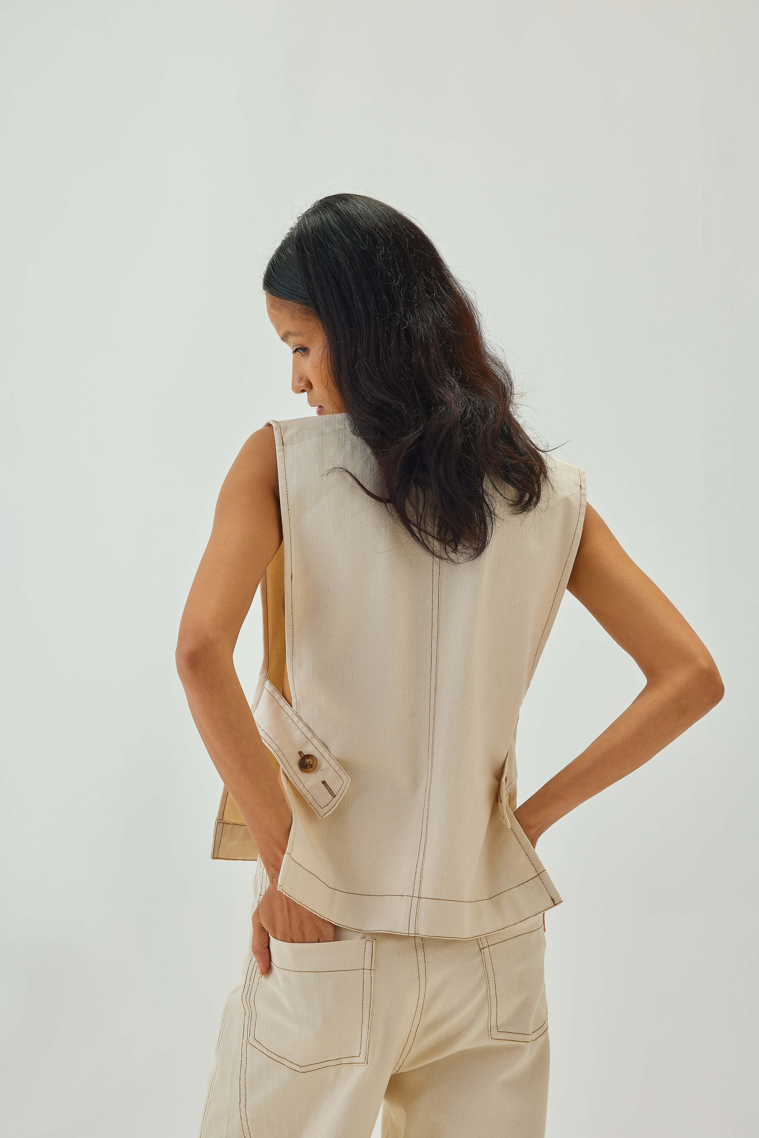 Barrel Pants with top stitch detail | Off White