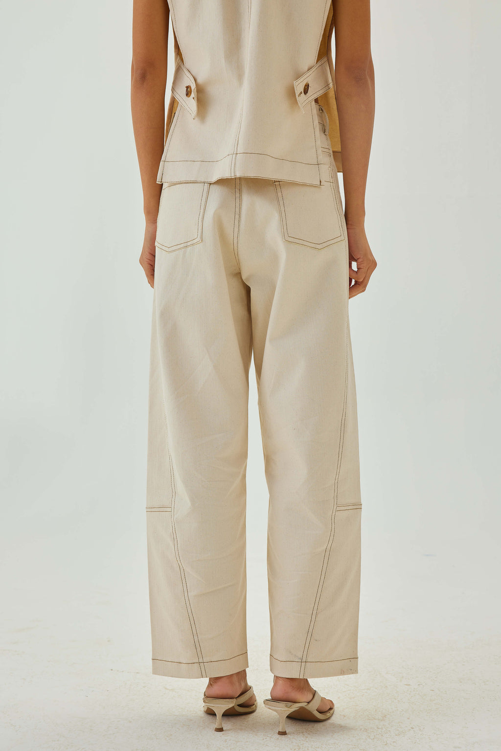 Barrel Pants with top stitch detail | Off White