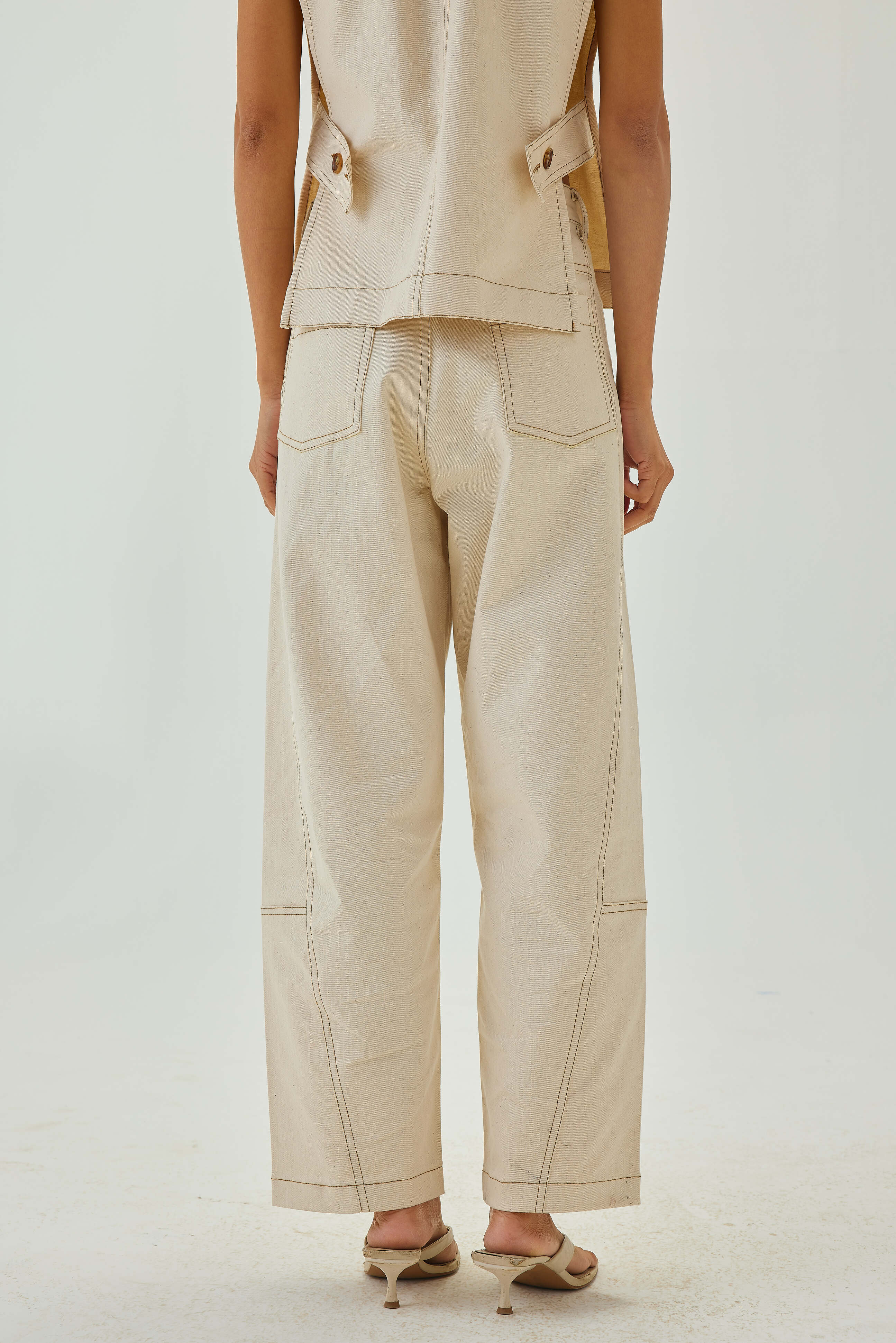 Barrel Pants with top stitch detail | Off White