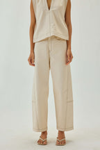 Barrel Pants with top stitch detail | Off White