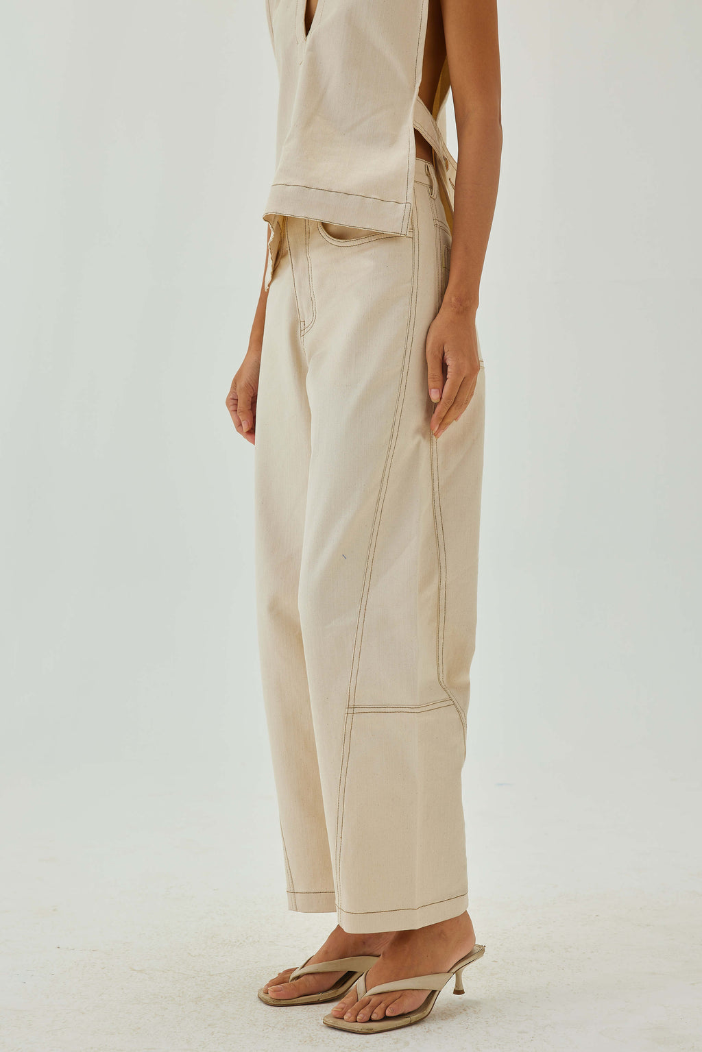 Barrel Pants with top stitch detail | Off White