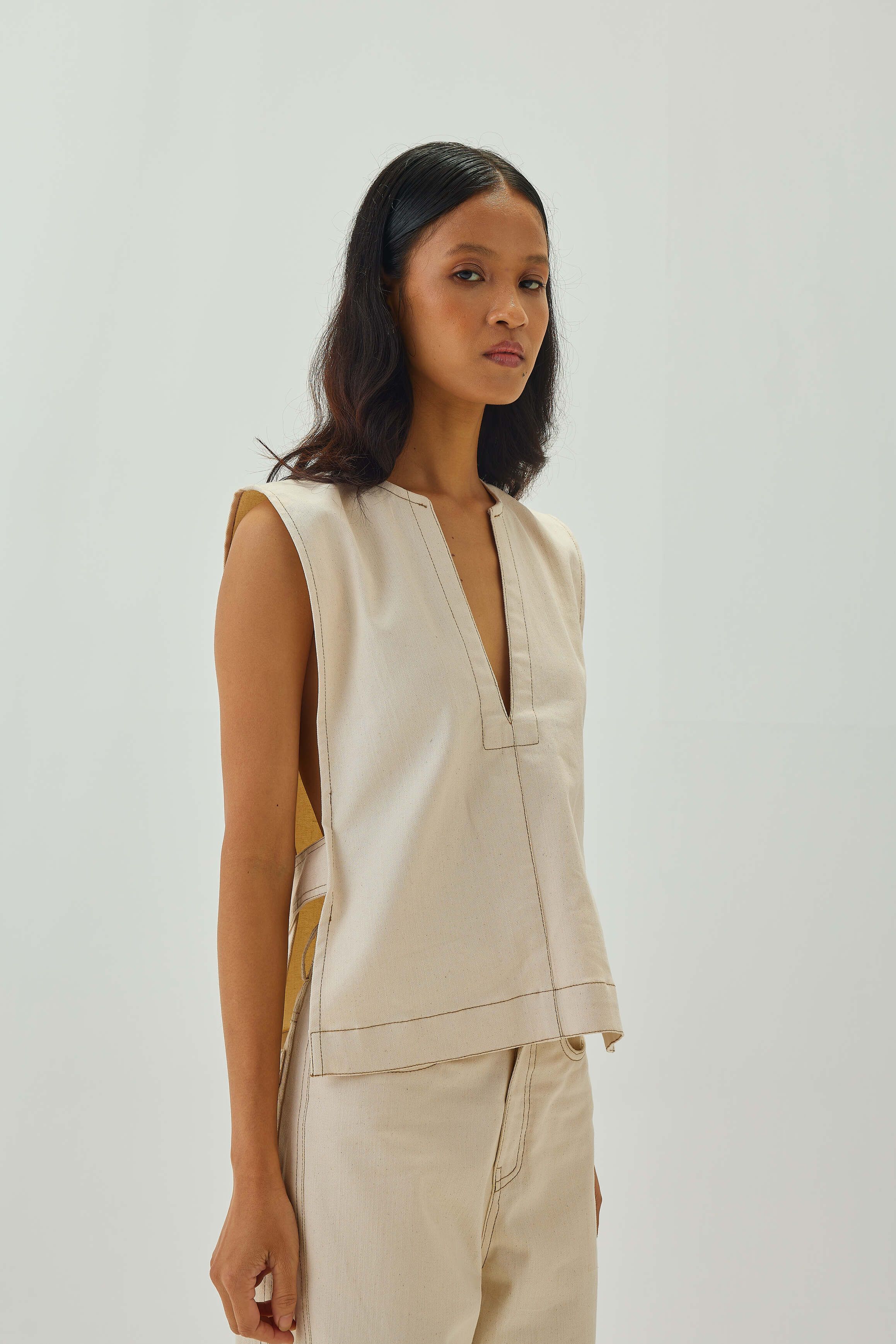 Barrel Pants with top stitch detail | Off White