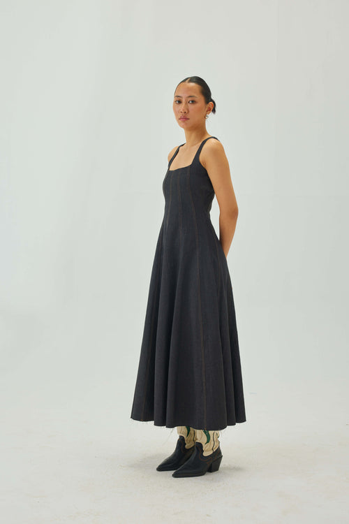 Denim Midi Dress | Graphite