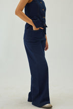 Denim High Waist Wide-Leg Pants | Blue