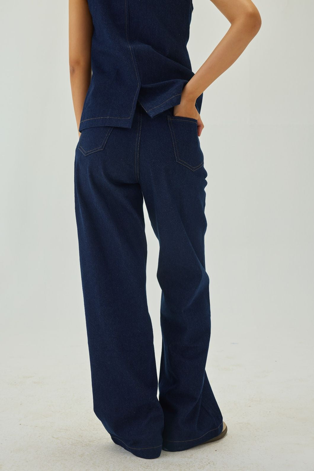 Denim High Waist Wide-Leg Pants | Blue