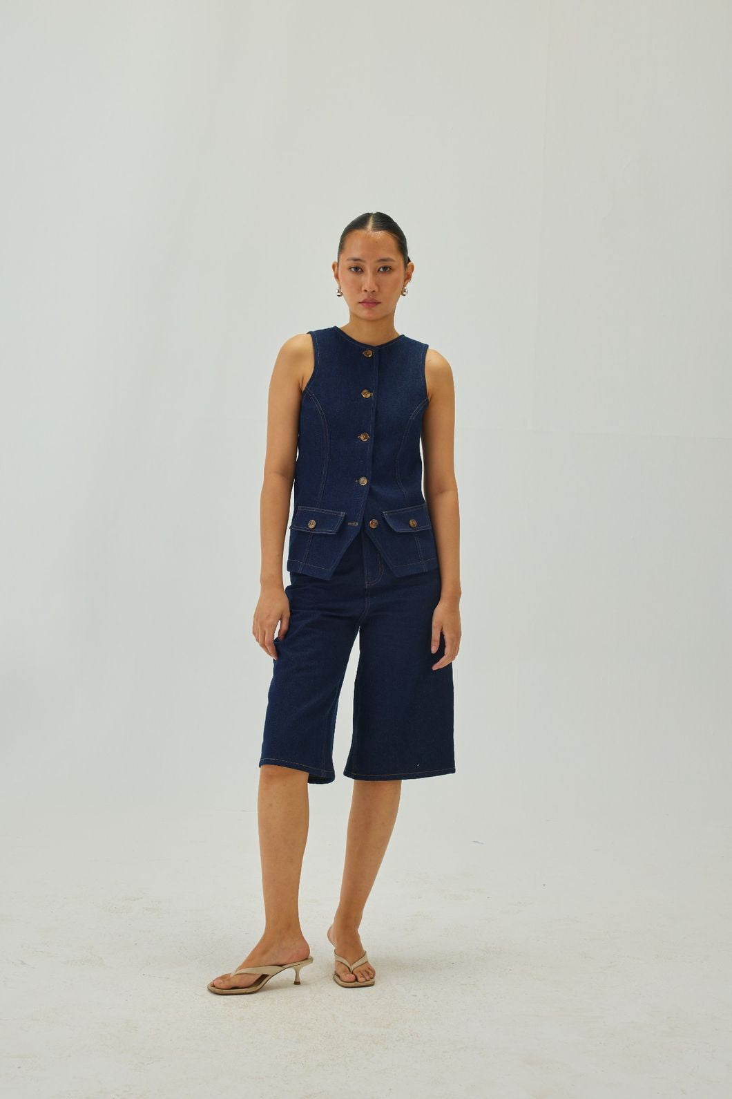Denim Bermuda Straight Shorts | Blue