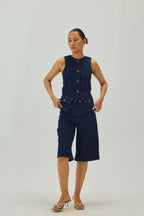 Denim Bermuda Straight Shorts | Blue