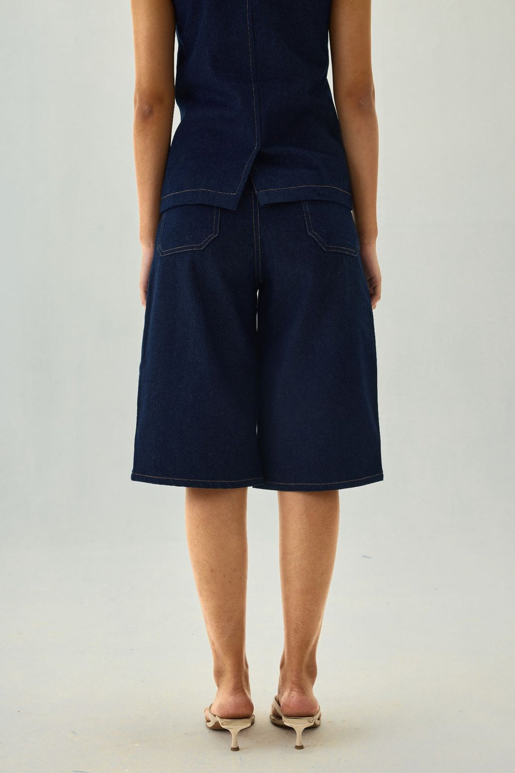 Denim Bermuda Straight Shorts | Blue