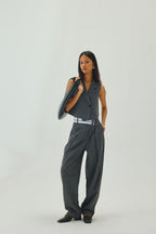 V-Neck Cropped Waistcoat | Grey