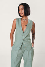 Live in your Linen Waistcoat | Green