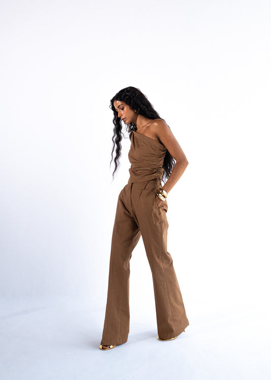 Linen straight fit pants