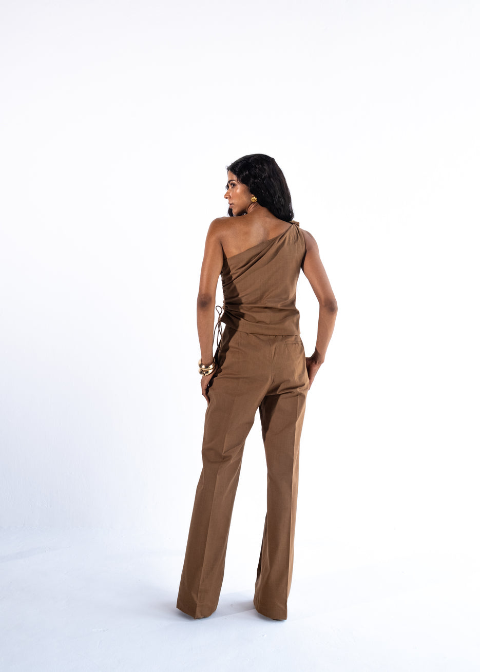 Linen straight fit pants
