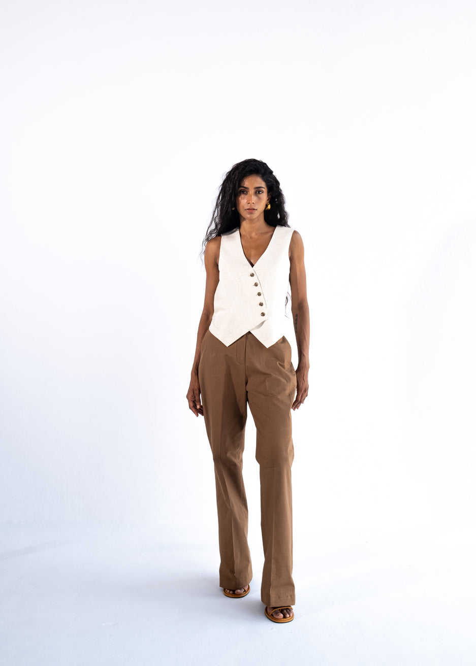 Linen straight fit pants