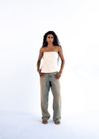 Strapless asymmetrical top