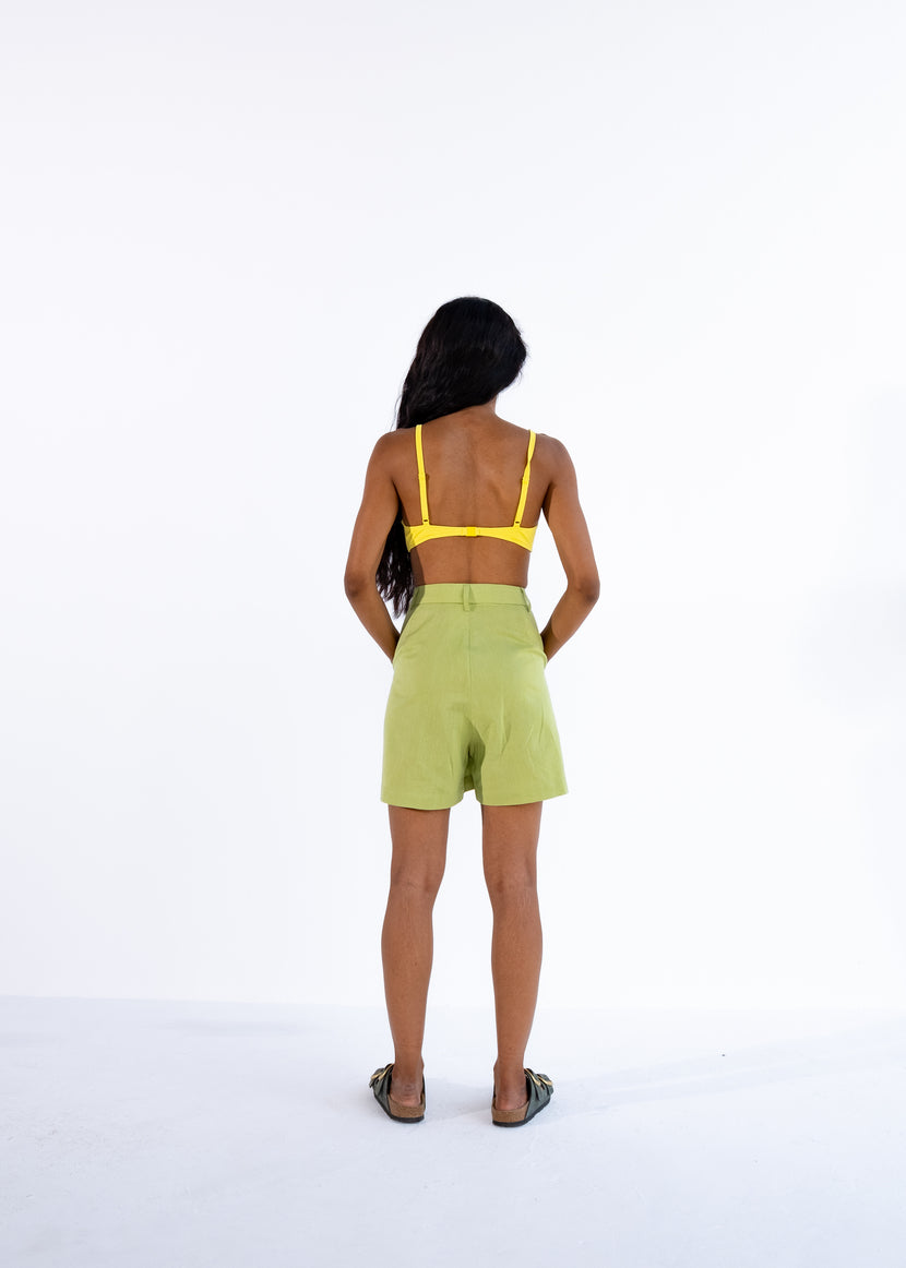 Linen bermuda shorts | Green
