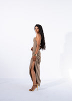 Pleated slit dress