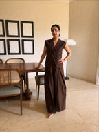 Cap Sleeve Waistcoat | Brown