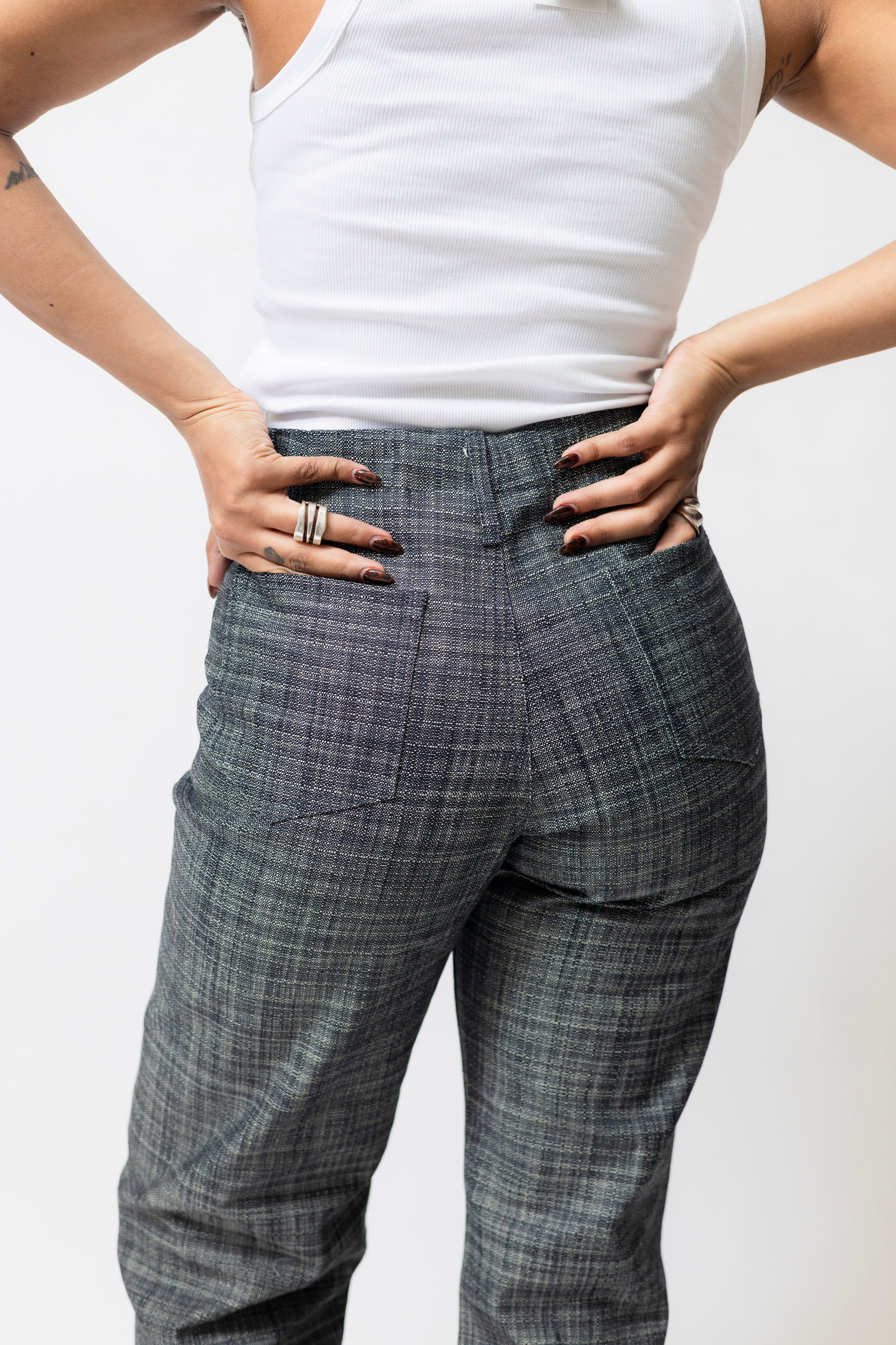 High-Waisted Straight Fit Denim Pants | Grey