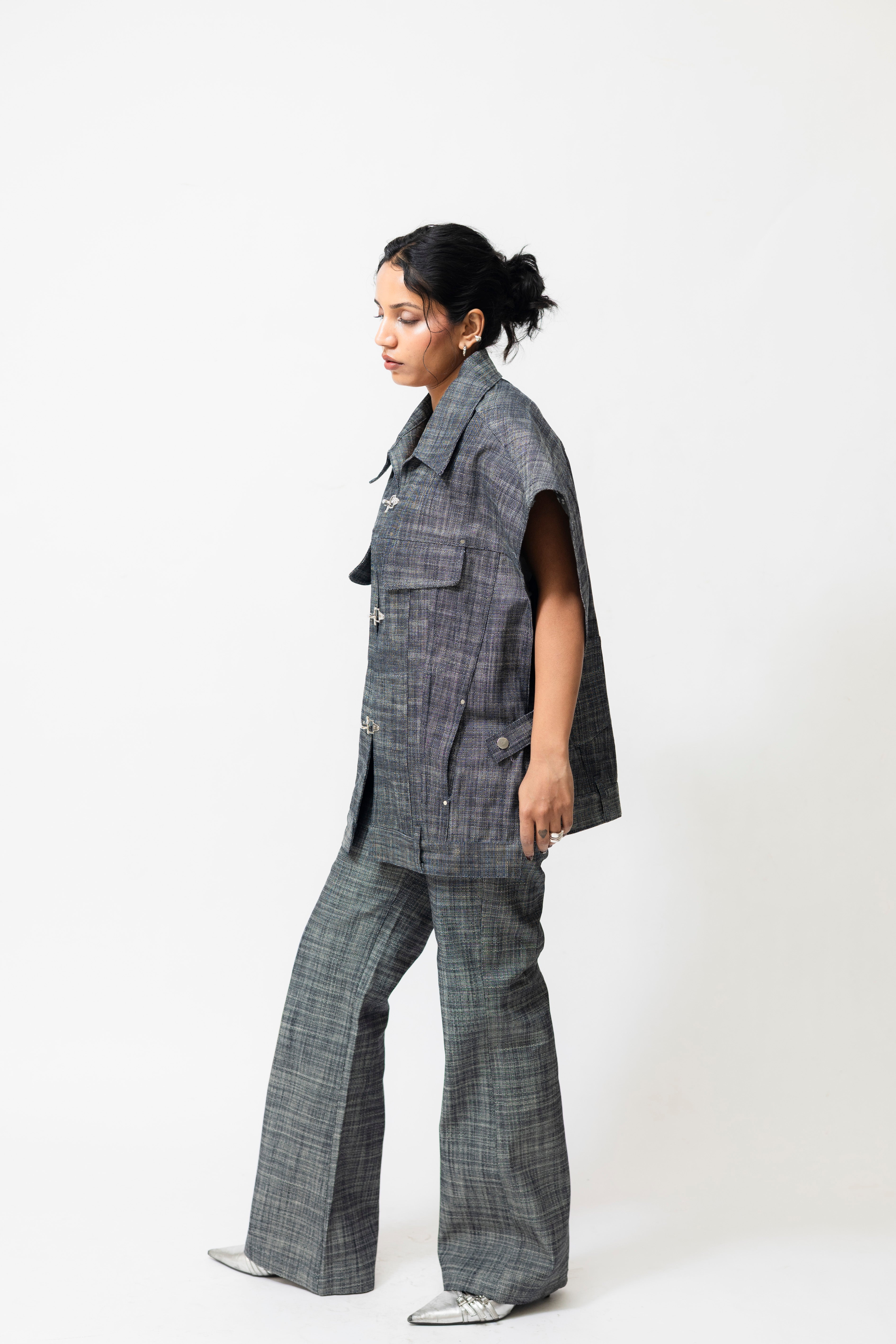 High-Waisted Straight Fit Denim Pants | Grey